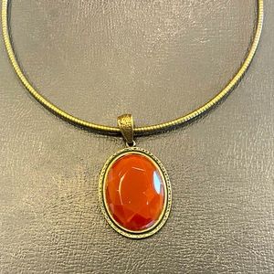 Amber Antique Gold Removeable Pendant Necklace